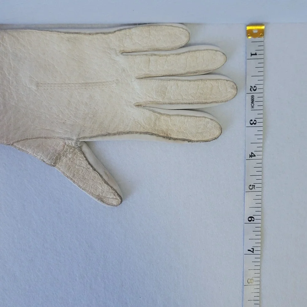 Vintage Van Raalte White Nylon Gloves Size XL Mid-Century Formal Flex Fit